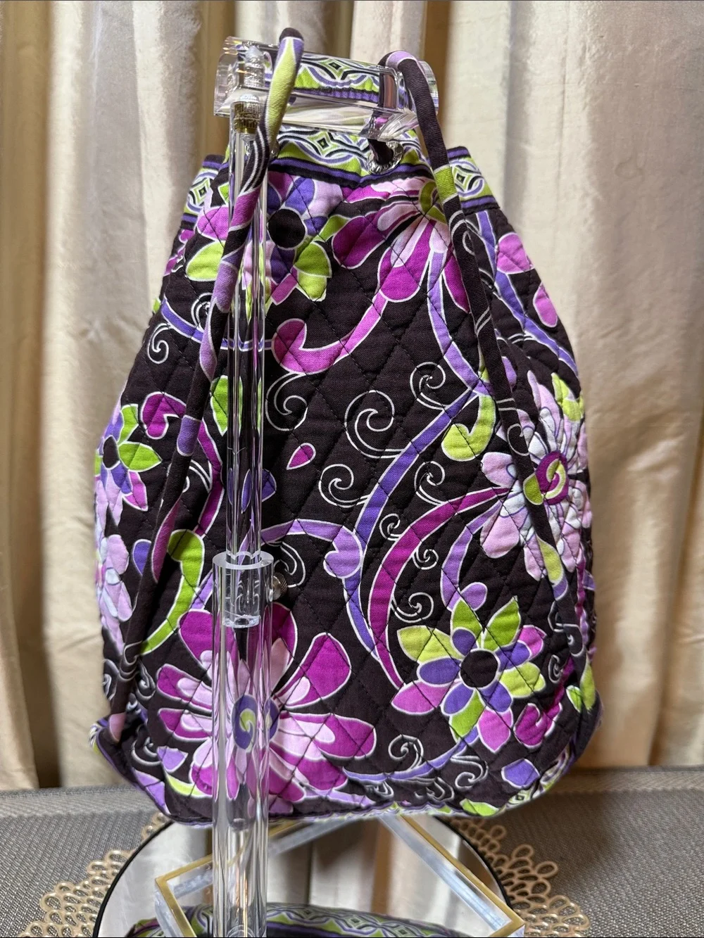 Vera Bradley Drawstring Backpack – Purple Punch Pattern